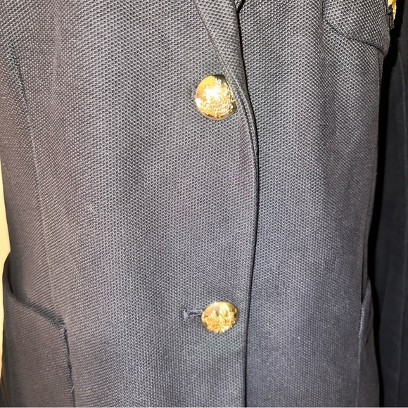 Ralph Lauren Women’s Bullion Jacquard Navy Blue Single Breast Blazer Gold Crest - Picture 10 of 16